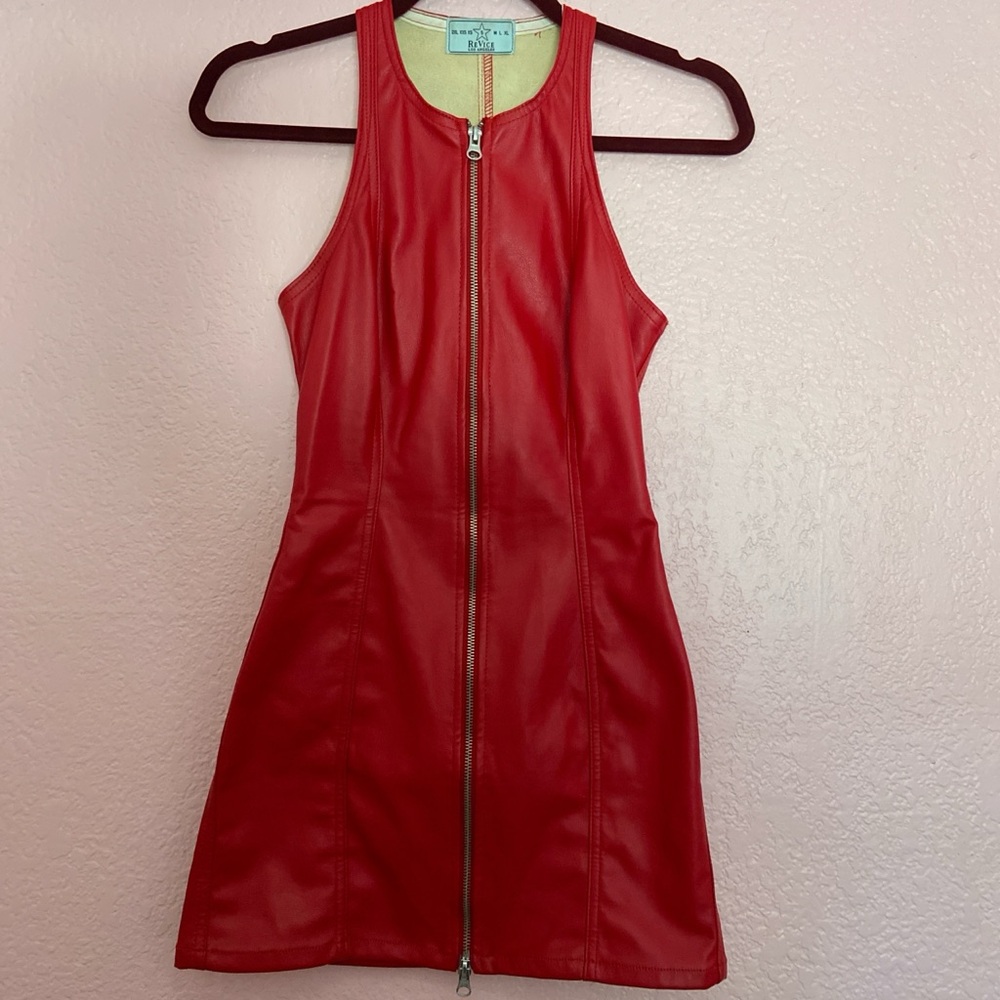 REVICE Red Halter Sheath Mini Dress